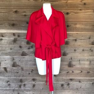 Fever Red Belted Cape Sytle Wrap Over Jacket PL